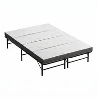 Giselle Double Folding Bed with Mattress 4 Fold Metal Frame Guest Bed Bamboo Cover