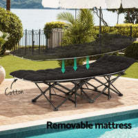 Artiss Folding Bed With Mattress Heavy Duty Black 185CM