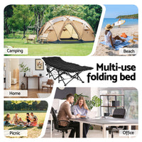 Artiss Folding Bed With Mattress Heavy Duty Black 185CM