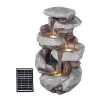 Solar Fountain Water Feature Outdoor Indoor 4-Tier Brown