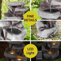 Solar Fountain Water Feature Outdoor Indoor 4-Tier Brown