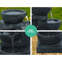 Solar Water Feature Cascading Fountain 4-Tier Bowl LED Lights 72CM Blue