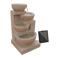 Solar Water Feature Cascading Fountain 4-Tier Bowl LED Lights 72CM Sand