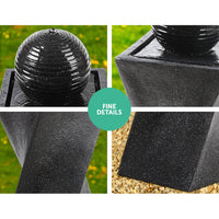 Solar Water Feature Twisted Fountain LED Light Bird Bath 85CM Black