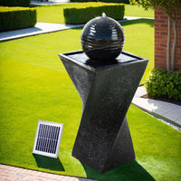 Solar Water Feature Twisted Fountain LED Light Bird Bath 85CM Black