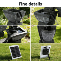 Gardeon Solar Fountain Water Feature Outdoor Fountain Indoor 5-Tier Bowl Cascading Grey