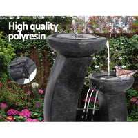 Solar Water Feature Cascading Fountain 3-Tier Mushroom LED Light 70CM