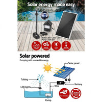 Gardeon Solar Pond Pump Submersible Water Fountain with Battery Kit LED Lights 4FT