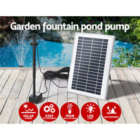 Solar Pond Pump Submersible Water Fountain with Battery LED Lights 4.4FT