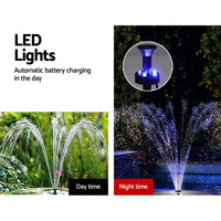 Solar Pond Pump Submersible Water Fountain with Battery LED Lights 4.4FT