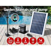 Solar Pond Pump Submersible Fountain with Battery Kit LED Lights 5.2FT