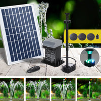 Solar Pond Pump Submersible Fountain with Battery Kit LED Lights 5.2FT