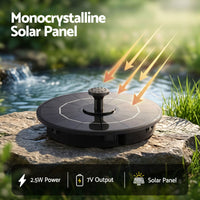 Gardeon Solar Fountain Pump Bird Bath Water Feature 17cm 165L/h Flow Black