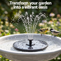 Gardeon Solar Fountain Pump Bird Bath Water Feature 17cm 165L/h Flow Black