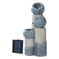 Solar Water Feature Cascading Fountain 3-Tier Pot LED Lights 76CM Grey