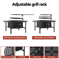 Grillz Fire Pit BBQ Charcoal Smoker Portable Mesh Pits Outdoor Camping Fireplace