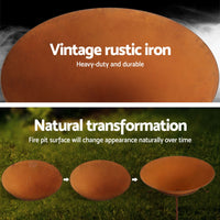 Grillz 70cm Fire Pit Rustic Iron Bowl Outdoor