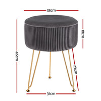 Ottoman Foot Stool Vanity Velvet Round Grey