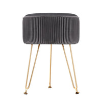 Ottoman Foot Stool Vanity Velvet Round Grey