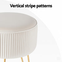 Artiss Ottoman Foot Stool Vanity Velvet Round White