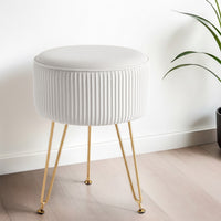 Artiss Ottoman Foot Stool Vanity Velvet Round White