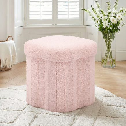Artiss Storage Ottoman Foot Stool Foldable Pink
