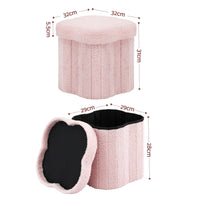 Artiss Storage Ottoman Foot Stool Foldable Pink