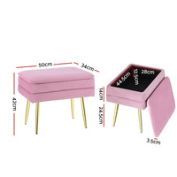 Ottoman Storage Foot Stool Vanity Velvet Pink