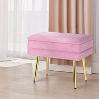 Ottoman Storage Foot Stool Vanity Velvet Pink