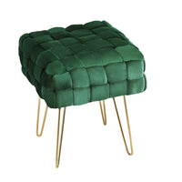 Ottoman Foot Stool Vanity Woven Velvet Green