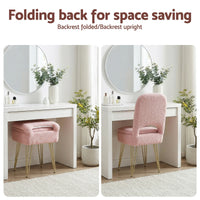 Artiss Storage Ottoman Vanity Stool Foot Stool Folding Back Pink