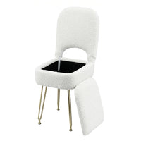 Artiss Storage Ottoman Vanity Stool Foot Stool Folding Back White