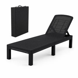 Gardeon Sun Lounge Outdoor Folding Recliner Patio Pool Beach Chair Rattan Black