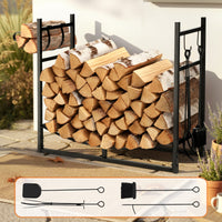 Gardeon Firewood Rack 84cm Wood Rack Firewood Storage Indoor Outdoor Black
