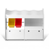 Keezi 3 Tiers Kids Bookshelf Storage Children Bookcase Toy Box Organiser Display White