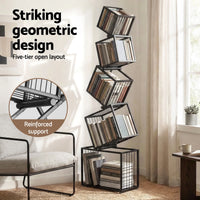 Artiss 5-Tier Bookshelf Metal Geometric Display Shelf Storage Organizer Black