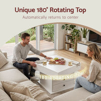Artiss Lift Top Coffee Table Centre Table with Rotating Top Hidden Storage White