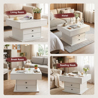 Artiss Lift Top Coffee Table Centre Table with Rotating Top Hidden Storage White