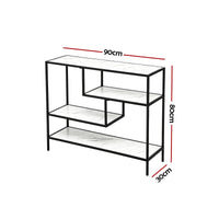Artiss Console Table Entryway Hallway Marble Effect 4-Tier Storage Shelves White