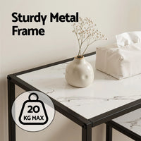 Artiss Console Table Entryway Hallway Marble Effect 4-Tier Storage Shelves White