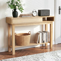 Artiss Console Table Entryway Hallway Sofa Side Table Drawer Shelf 100CM Wood