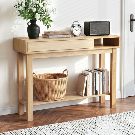 Artiss Console Table Entryway Hallway Sofa Side Table Drawer Shelf 100CM Wood