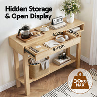 Artiss Console Table Entryway Hallway Sofa Side Table Drawer Shelf 100CM Wood