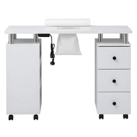 Artiss Manicure Table Nail Desk with Built-in Dust Collector Beauty Salon Station Drawers Shelves Wrist Cushion Wheels White