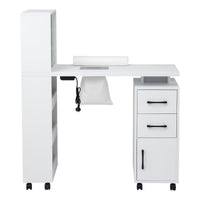 Artiss Manicure Table Nail Desk with Built-in Dust Collector Beauty Salon Station Drawers Shelves Wrist Cushion White
