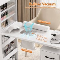 Artiss Manicure Table Nail Desk with Built-in Dust Collector Beauty Salon Station Drawers Shelves Wrist Cushion White
