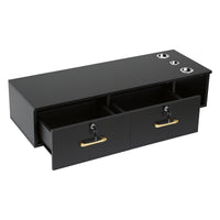 Artiss Wall Mounted Salon Station Cabinet, Hair Styling Station with 2 Lockable Drawers & 3 Appliance Holders, Wooden Barber Spa Equipment for Vanity, Black