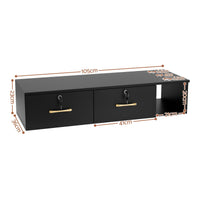 Artiss Wall Mounted Salon Station Cabinet, Hair Styling Station with 2 Lockable Drawers & 3 Appliance Holders, Wooden Barber Spa Equipment for Vanity, Black
