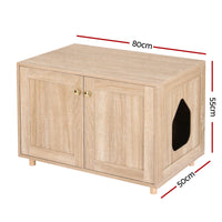 Artiss 2-In-1 Coffee Table Pet Cat House Wooden Side Table Storage Cabinet 80x50x55CM