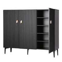 Artiss Shoe Cabinet Fluted Style 25 Pairs Shoe Storage Cupboard Black